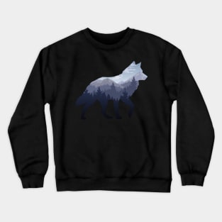 Lone Wolf Survives The Mountain Silhouette Art Crewneck Sweatshirt